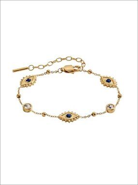 Evil Eye Chain Inline Bracelet Stainless Gold Adjustable Link